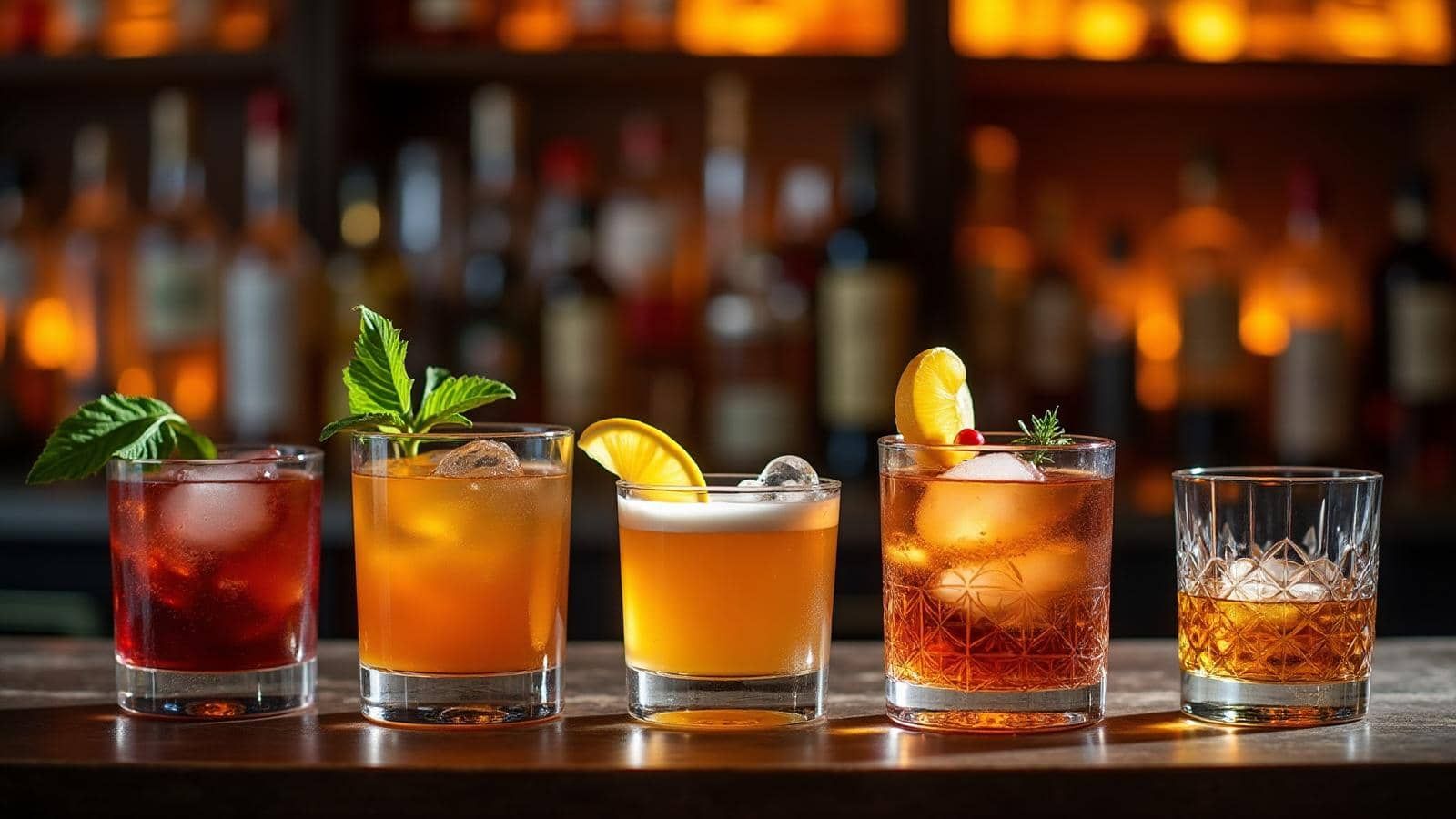 Craft cocktails poured for happy hour at John King Grill bar on King Street in downtown Charleston